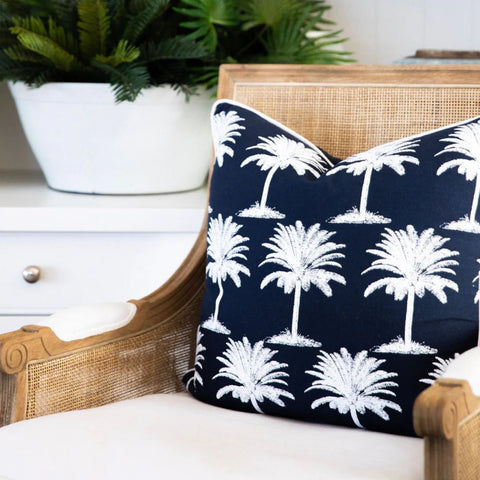 Navy Palm Cushion