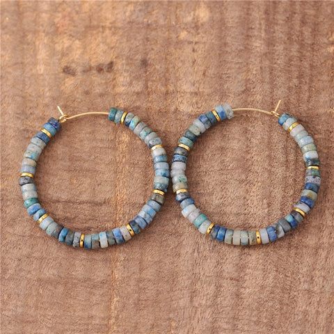Blue Stone Hoop Earrings