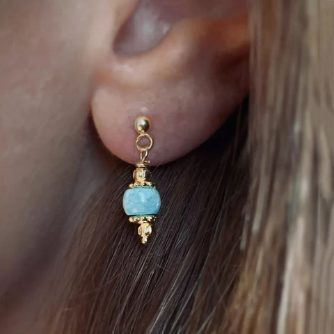 Delicate Aqua Bead Earring