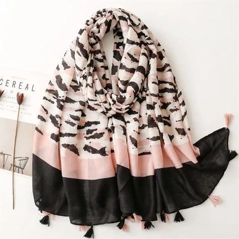 Pink and Black Animal Scarf
