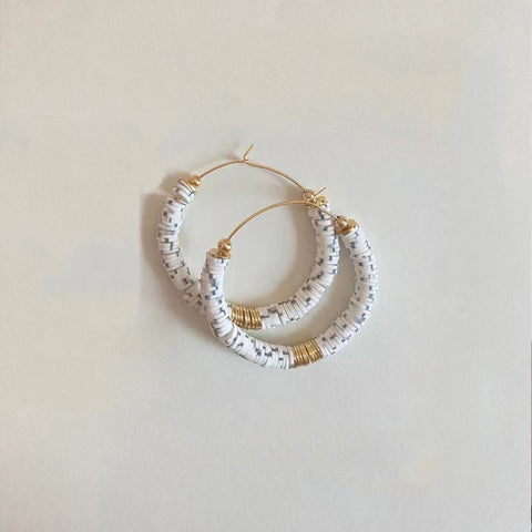 Black and White Beaded Hoop