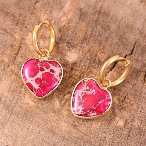 Heart Stone Earrings