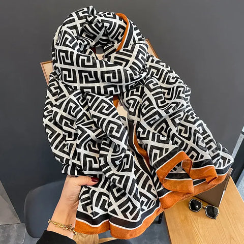 Black Greek Key Scarf