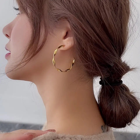 Gold Plated Twisted Hoop Earrings