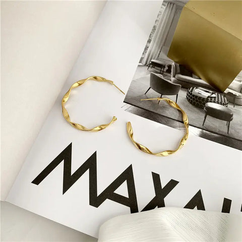 Gold Plated Twisted Hoop Earrings