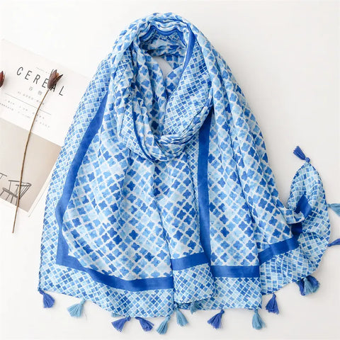 Blue Scarf with Border