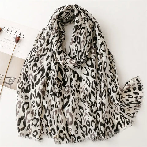 Black and Beige Leopard Scarf
