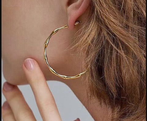Gold Bamboo Hoops