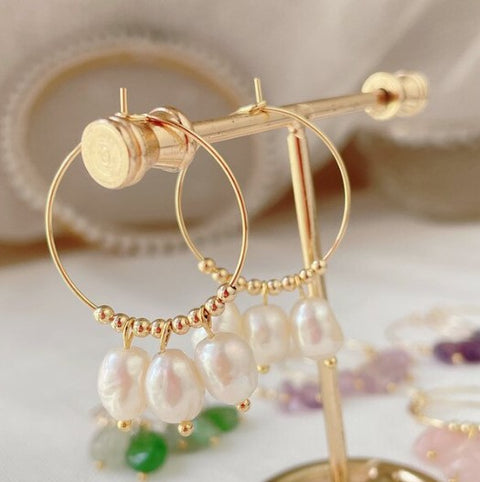 Gold Pearl Earrings