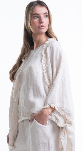 Italian Linen Jacket with Fringe