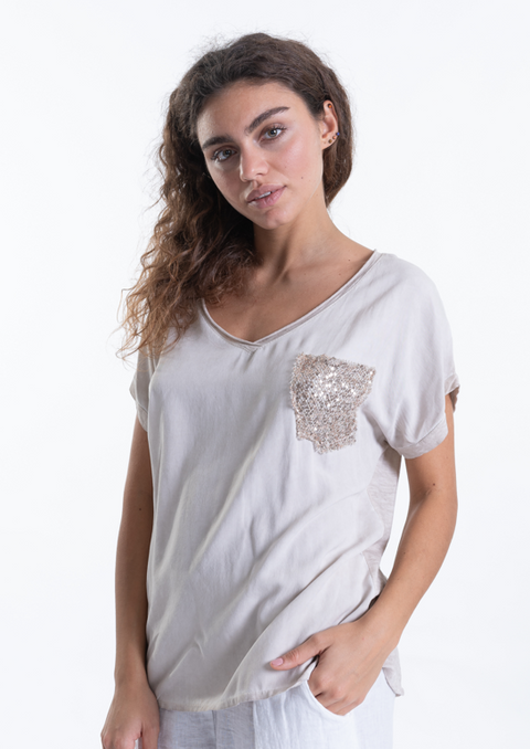Italian Sequin Pocket T-Shirt