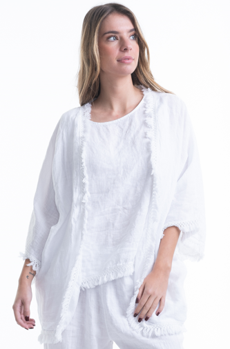 Italian Linen Jacket with Fringe