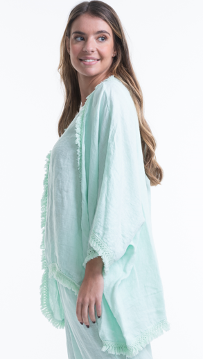 Italian Linen Jacket with Fringe