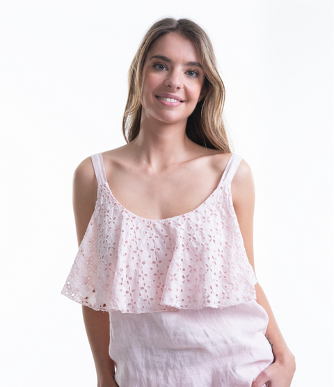 Italian Linen Top with Frill