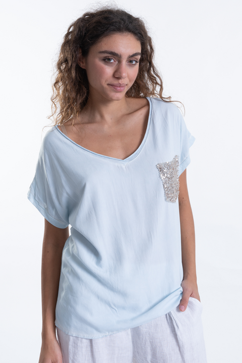 Italian Sequin Pocket T-Shirt