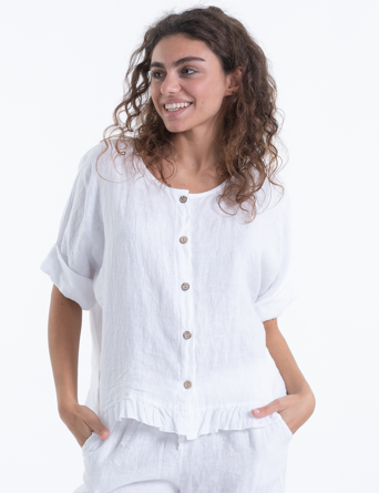 Italian Linen Button Front Shirt