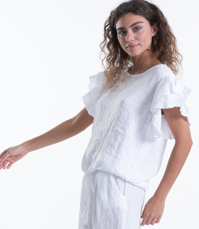 Italian Linen Ruffle Shirt