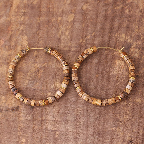 Natural Stone Hoop Earrings