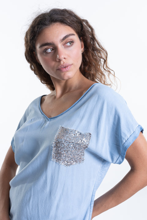 Italian Sequin Pocket T-Shirt