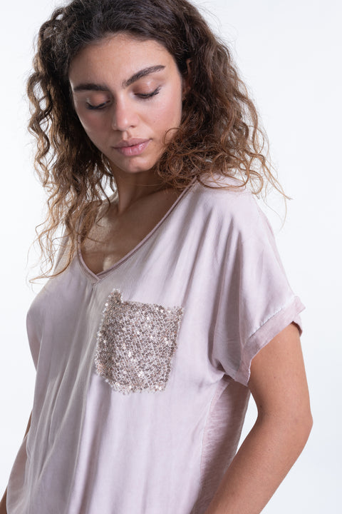 Italian Sequin Pocket T-Shirt