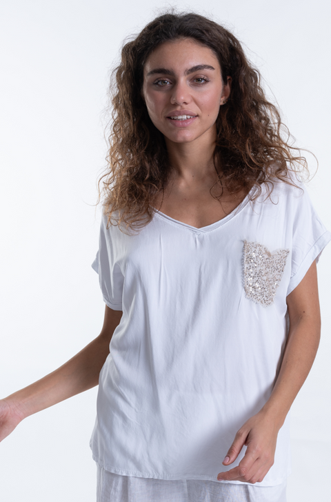 Italian Sequin Pocket T-Shirt