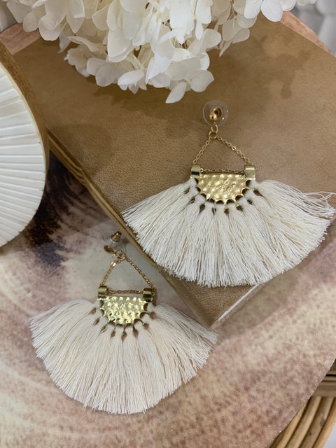 Ivory Drop Tassel Earrings