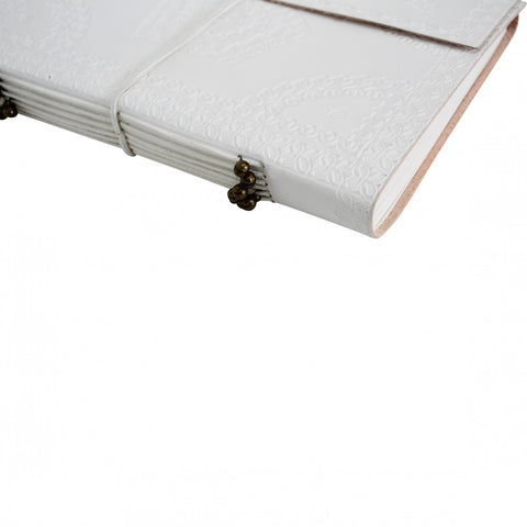 Embossed White Leather Journal