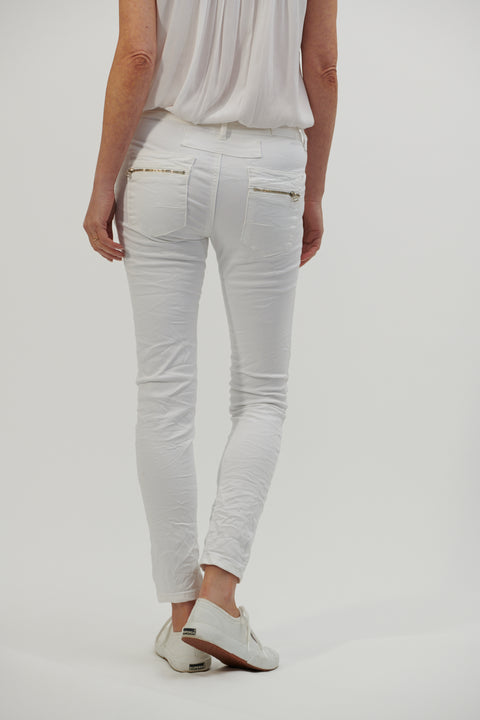 White Button Front Jeans