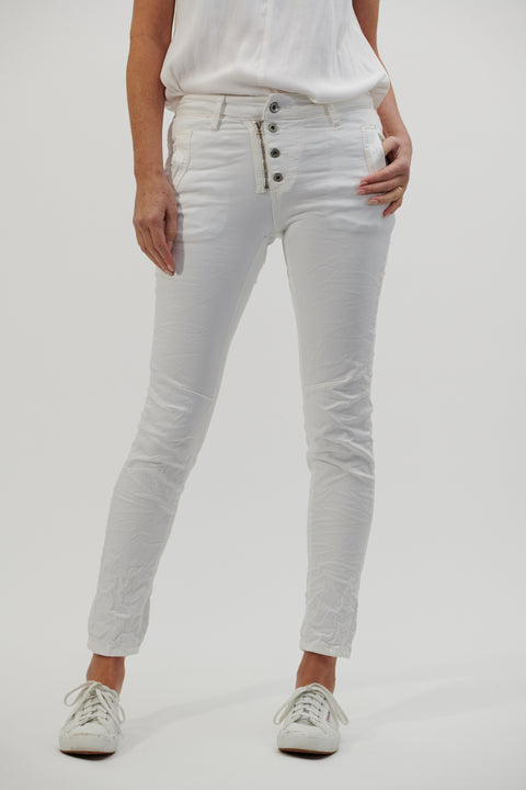 White Button Front Jeans