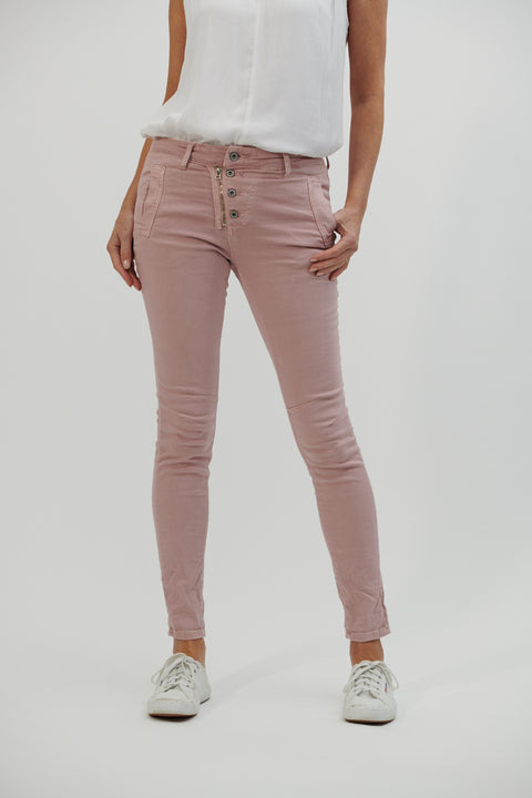 Pink Button Front Jeans