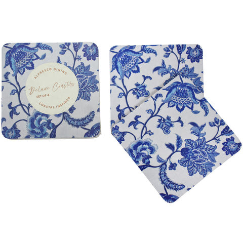 Blue Floral Coasters Set 4