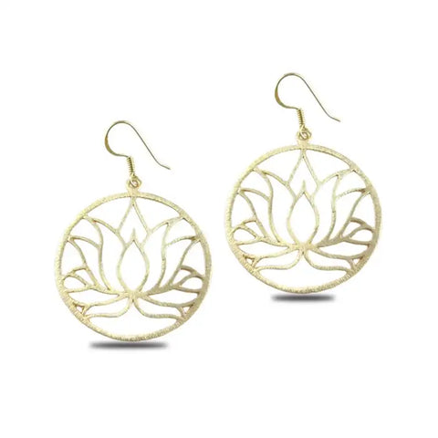 Brushed Gold Lotus Earrings