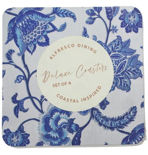 Blue Floral Coasters Set 4