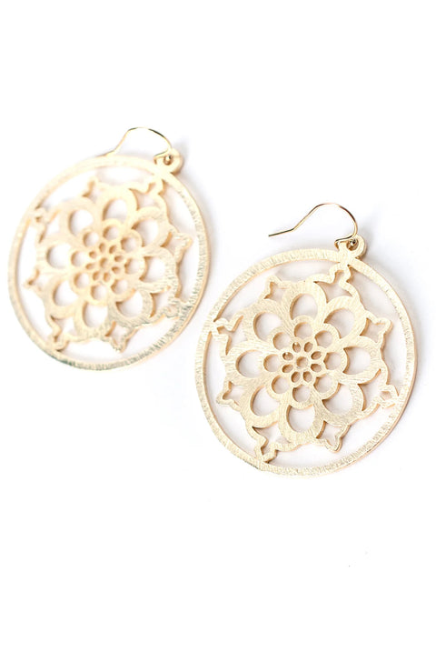 Brushed Gold Flower Earrings