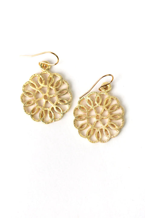 Brushed Gold Circle Earrings