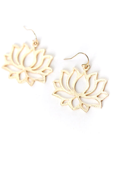Brushed Gold Lotus Earrings