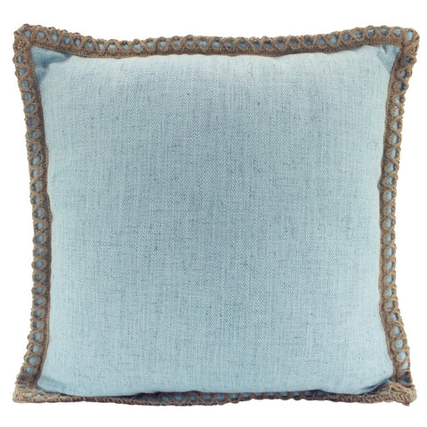 Jute Border Duck Egg Blue Cushion
