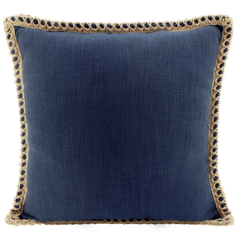 Jute Border Navy Cushion