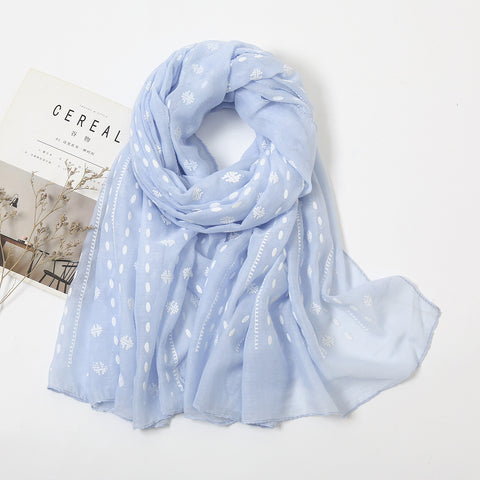 Powder Blue Embroided Scarf