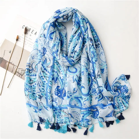 Blue Paisley Scarf