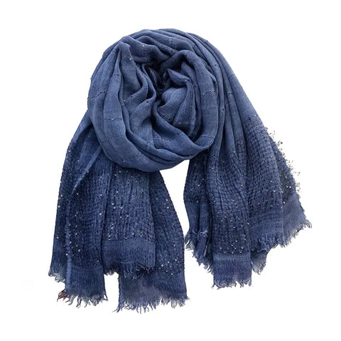 Navy Scarf with Sequin Detail