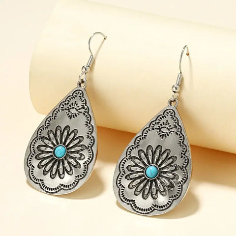 Turquoise Flower Drop Earrings