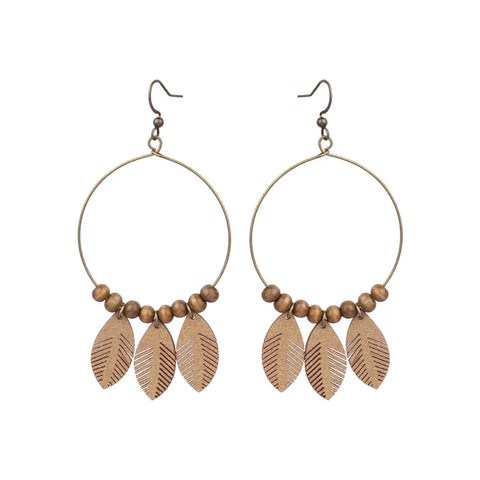 Wooden Leaf Earrings