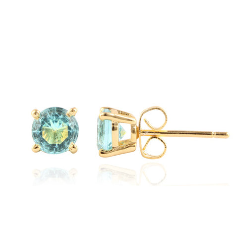 Aqua Gemstone Stud Earrings