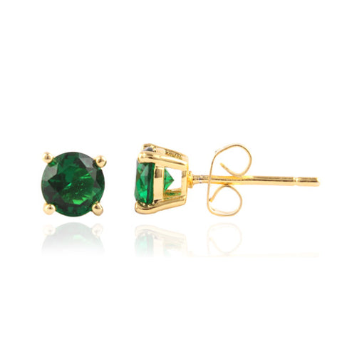 Emerald Green Gemstone Stud Earrings