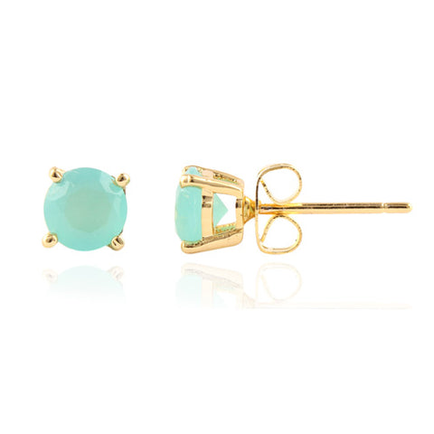 Aqua Gemstone Stud Earrings