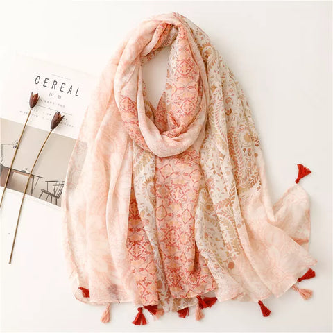 Peach Floral Scarf