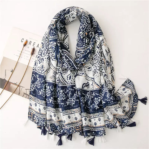 Blue and White Scarf