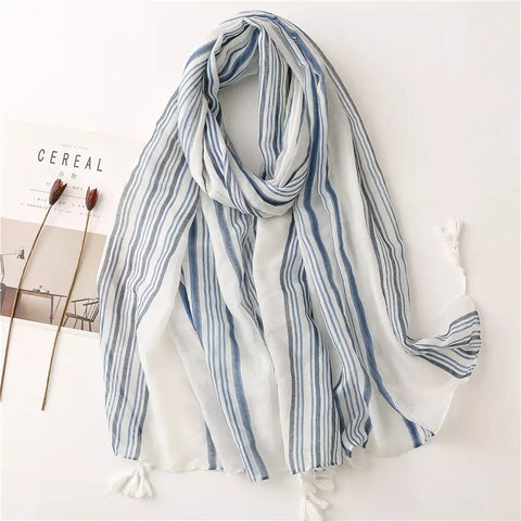Blue and White Stripe Scarf