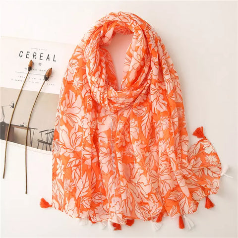 Orange Floral Scarf